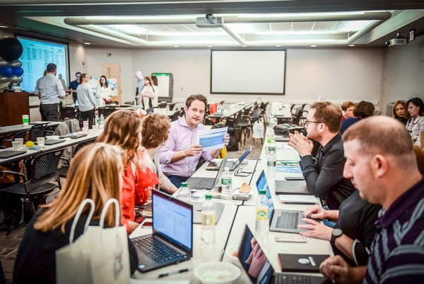 Photo of workshop participants in breakout group disucssion
