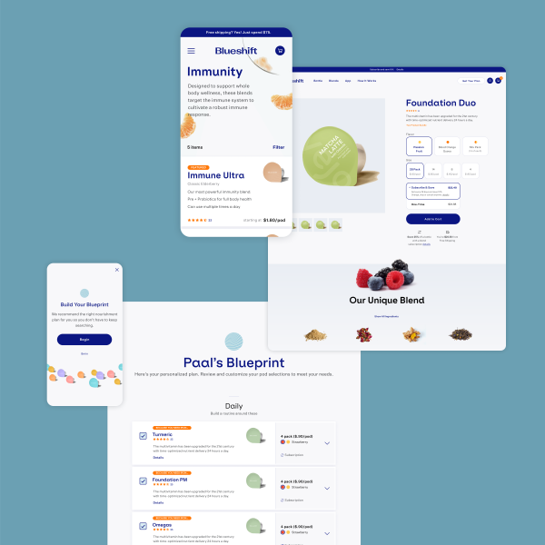 Finished designs for an ecommerce website