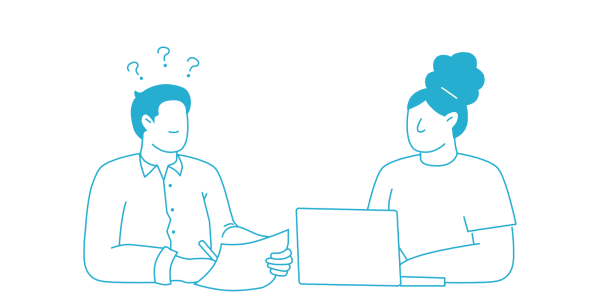 Illustration of a researcher looking confused about what he's learning from a participant