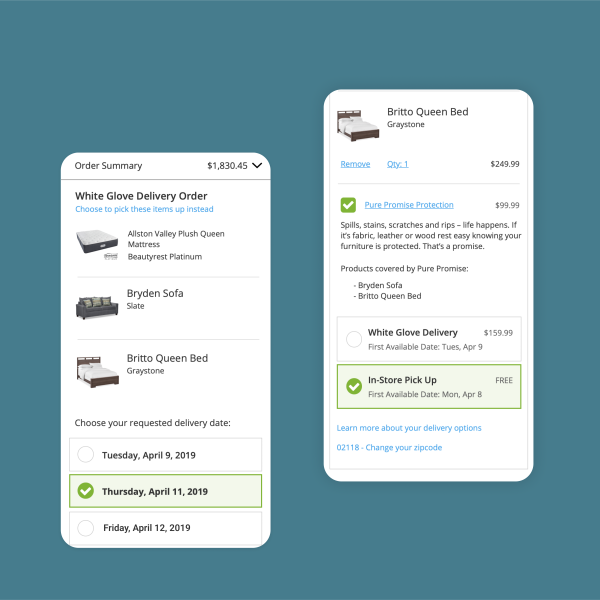 Working with limited mobile pixels and complex decision process, designs were thoughtfully constructed for efficiency