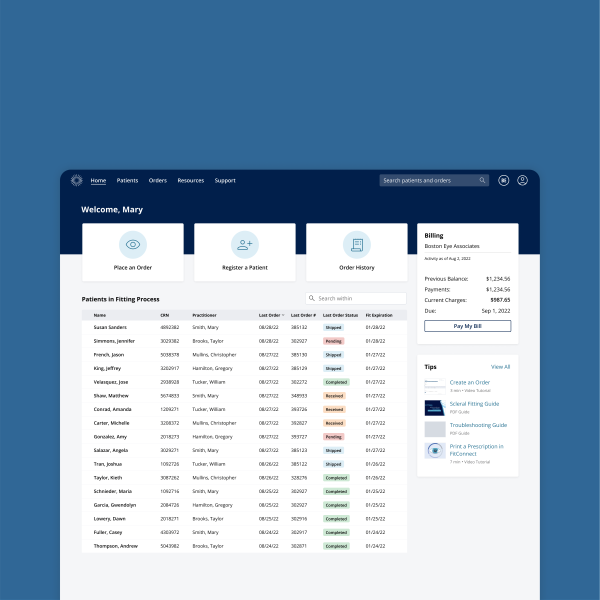 A practitioner dashboard was created to put the most important information and tools at the doctors fingertips