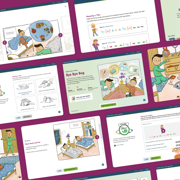 Activity screens take students through the engineering design process in an easy-to-understand way.