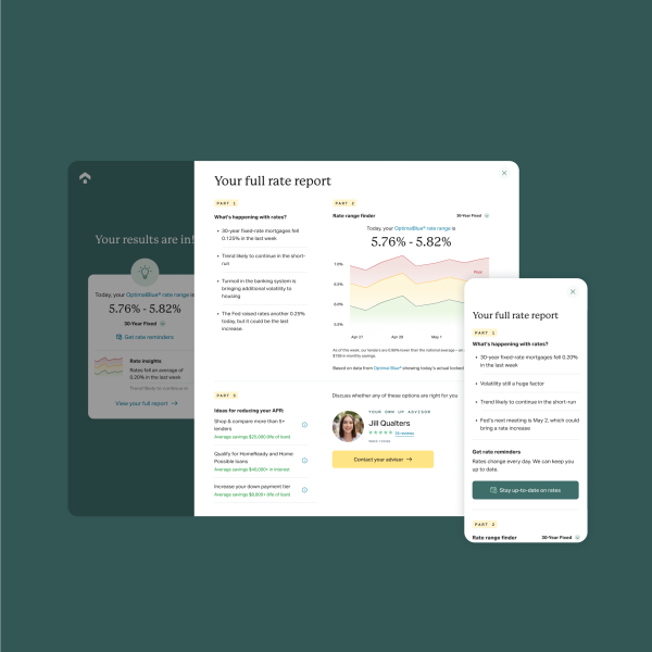 Always seamlessly responsive to the device, recommendations and visualizations helped guide users to the best decision for them