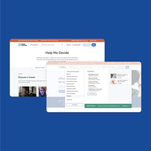Restructured navigation with new user-driven taxonomy and integrated tools to help guide users to their program