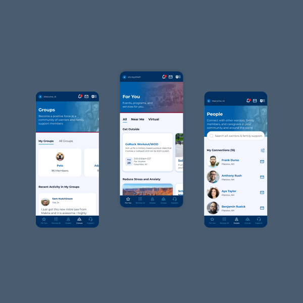 Image of 3 of the mobile app screens
